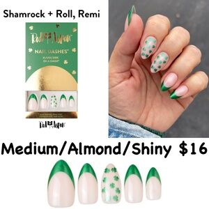 Red Aspen Shamrock + Roll Press-On Nails - Green and White
